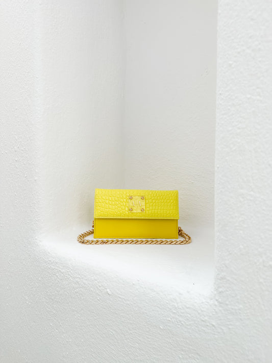 LOULOU BAG | YELLOW CROC-EMBOSSED & SMOOTH LEATHER