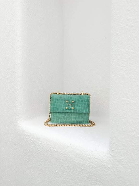 JUNE BAG  |  TURQUOISE GREEN EMBOSSED SUEDE