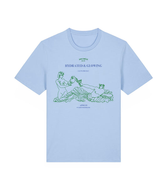 “HYDRATED & GLOWING” CLASSIC T-SHIRT | SKY BLUE
