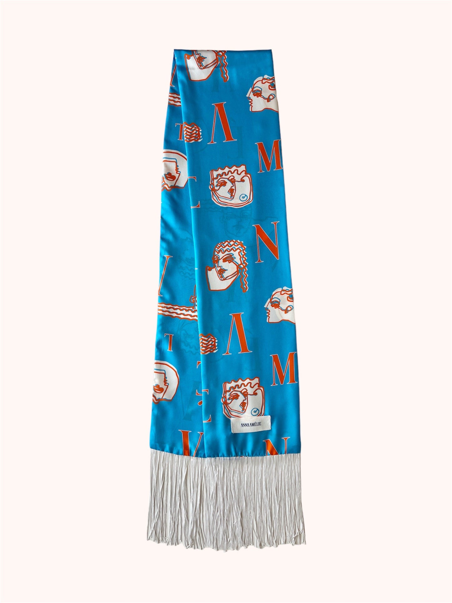 OPERA SCARF - HEADS LOGO PRINT | BLUE & ORANGE