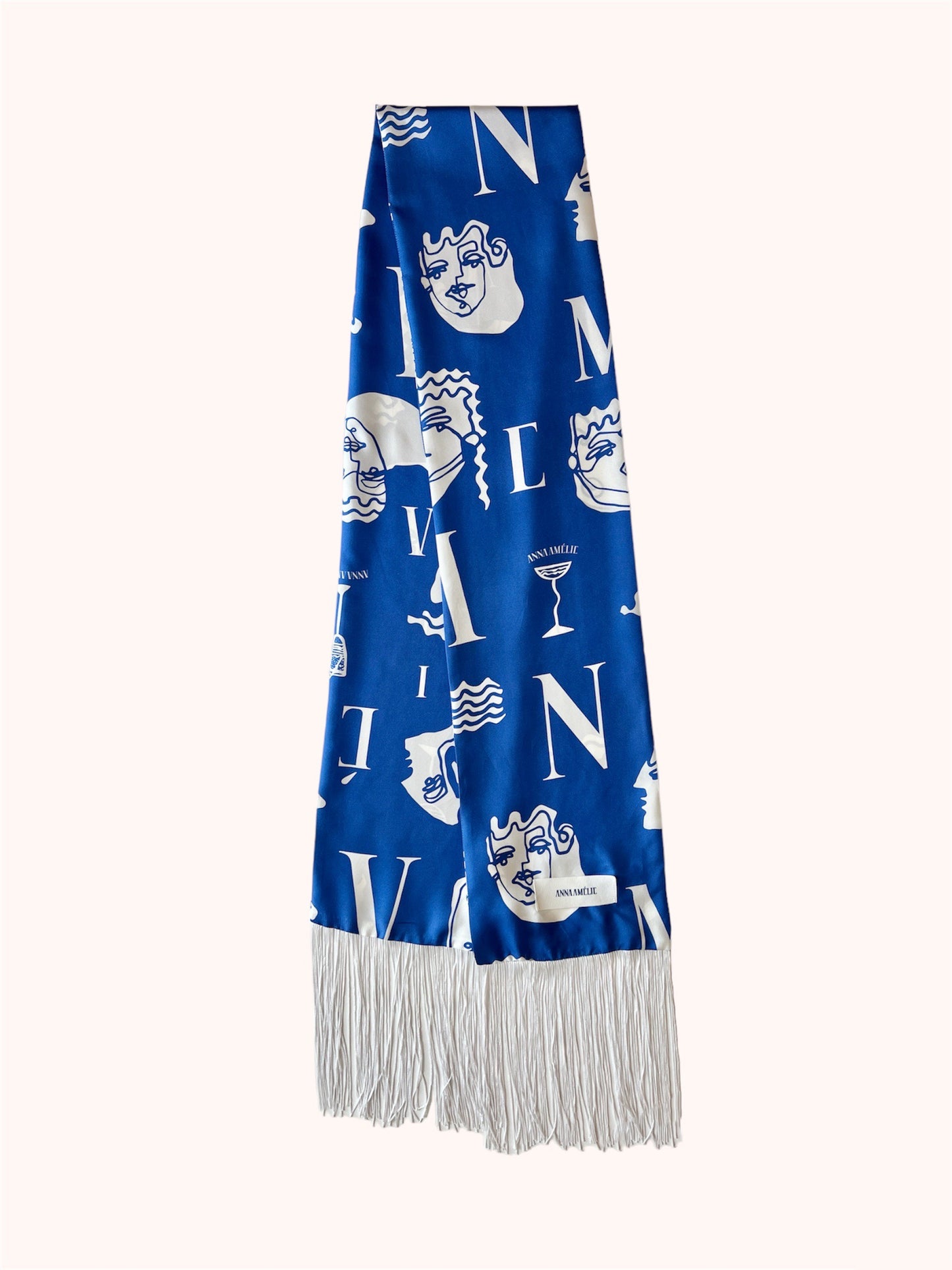 OPERA SCARF - FACES LOGO PRINT | GREEK BLUE