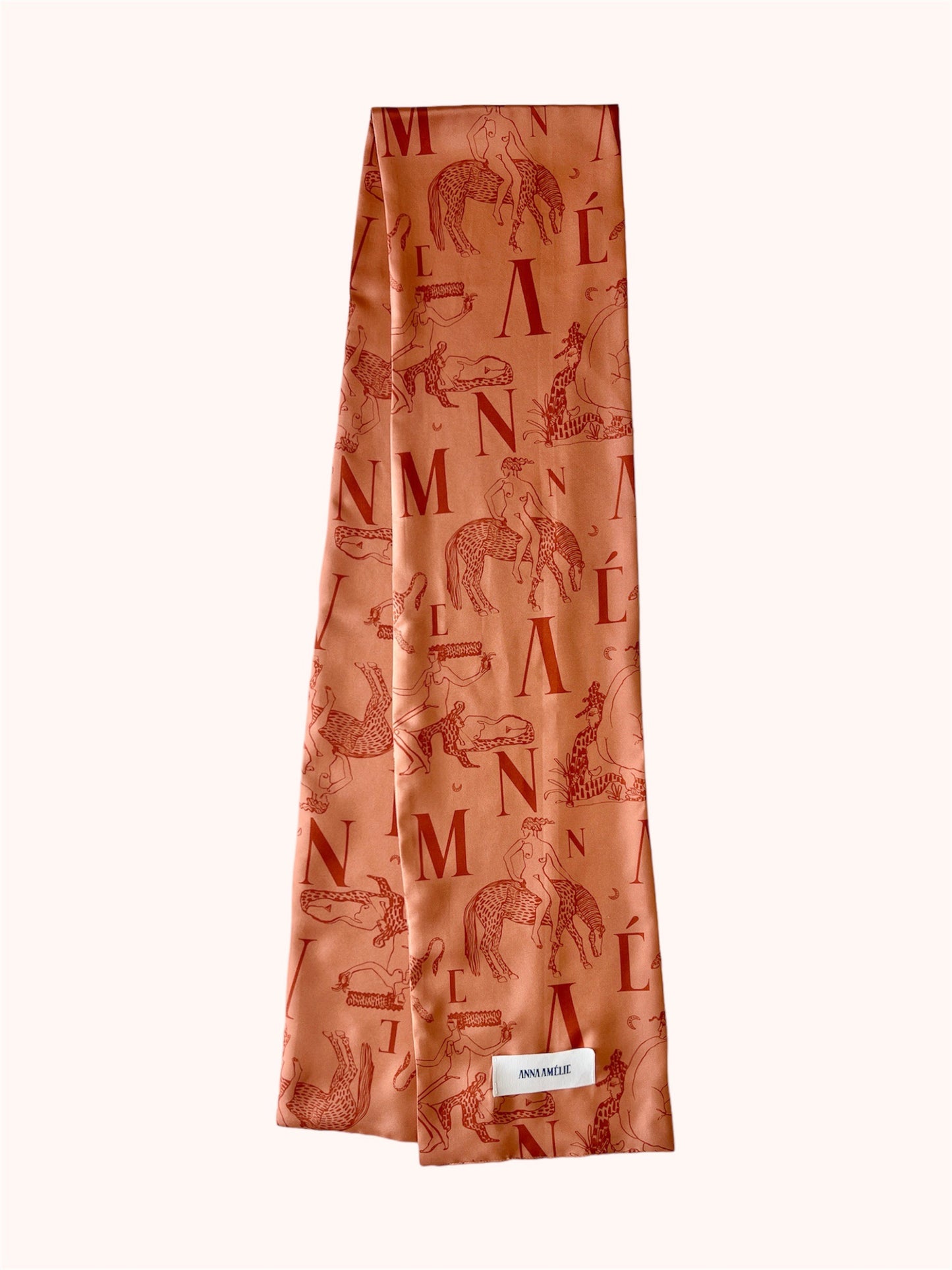 OPERA SCARF - MYTHOLOGY LOGO PRINT | TERRACOTTA