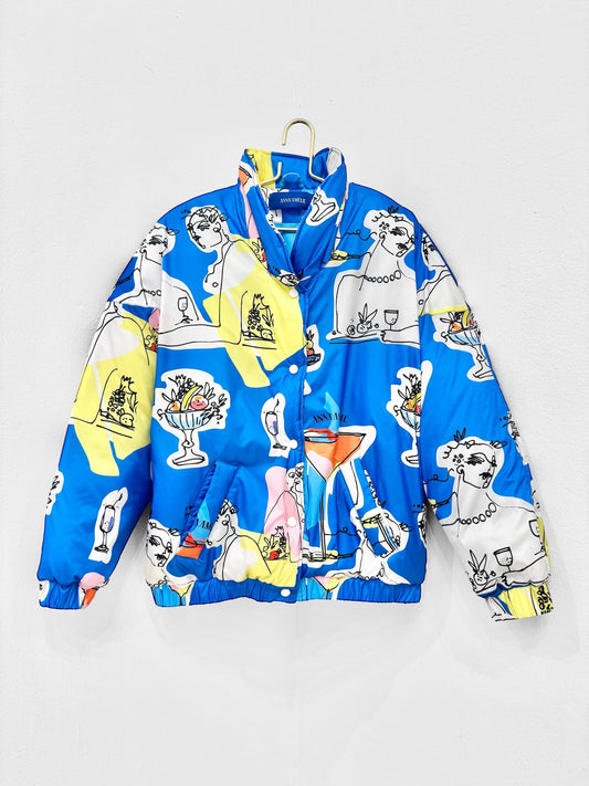 AMELIOU 2.0 TECHNICAL PUFFER JACKET  - FEAST PAPERCUT PRINT | BLUE MULTICOLOR