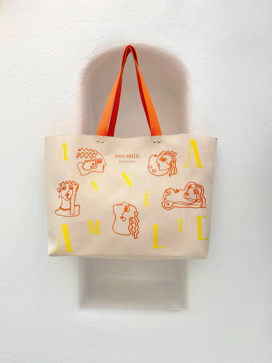 Sample Sale - STUDIO TOTE “XL” - BEACH DAY PRINT | ORANGE & YELLOW