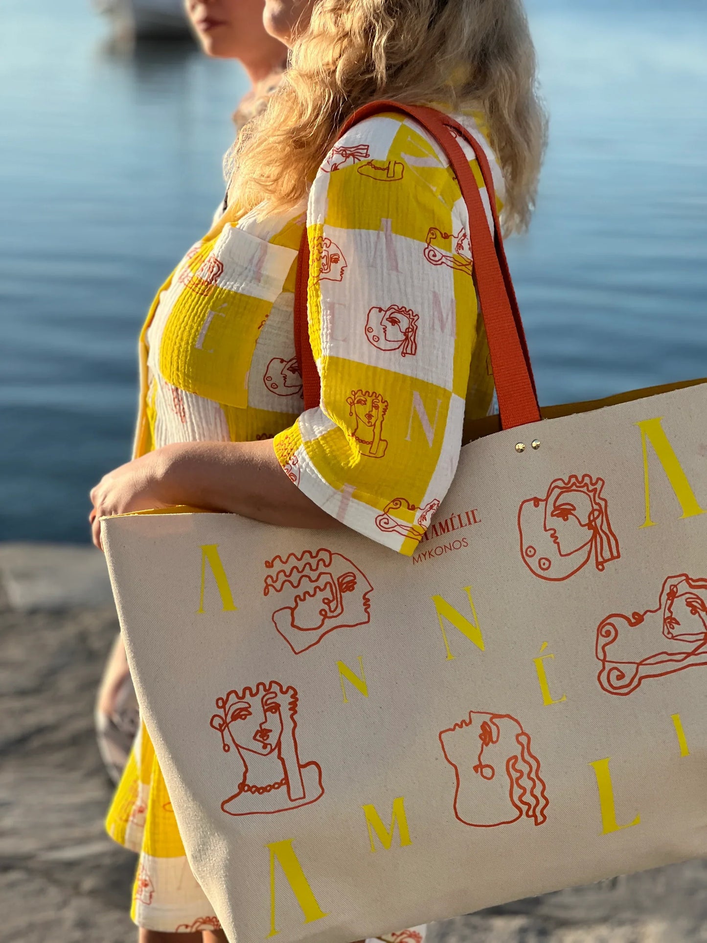 Sample Sale - STUDIO TOTE “XL” - BEACH DAY PRINT | ORANGE & YELLOW