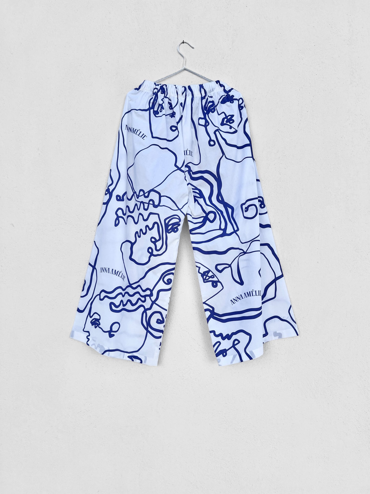 EGINA COTTON PANTS - LINES PRINT | BLUE & WHITE