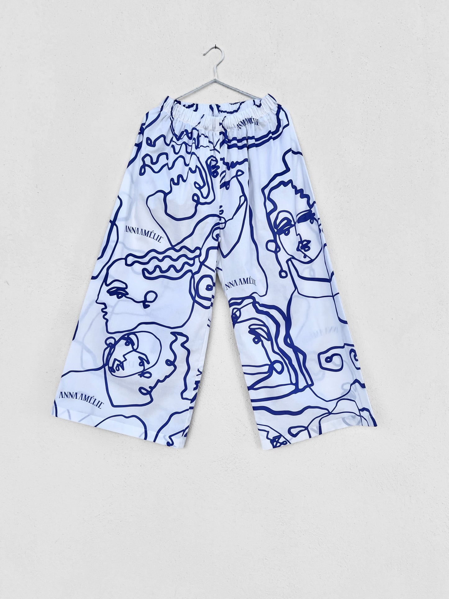 EGINA COTTON PANTS - LINES PRINT | BLUE & WHITE