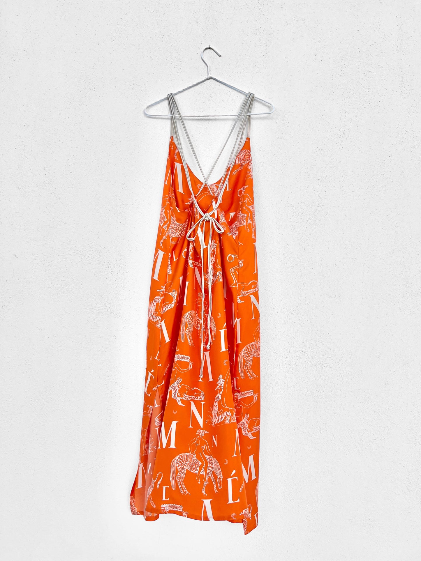 AFRODITI DRESS - MYTHOLOGY LOGO PRINT | ORANGE