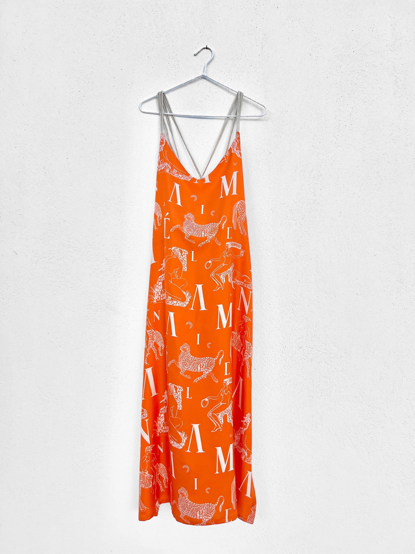 AFRODITI DRESS - MYTHOLOGY LOGO PRINT | ORANGE