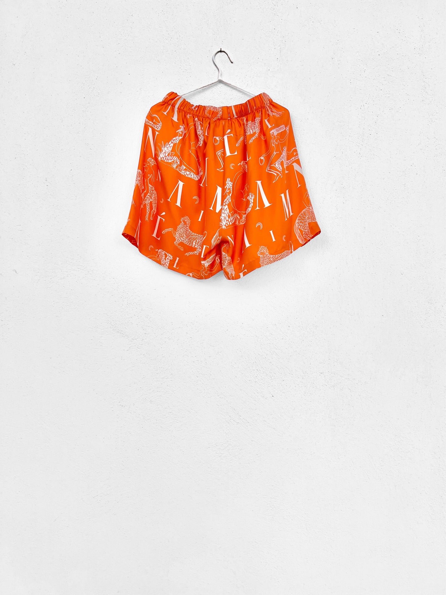 KOSTA SILK SHORTS - MYTHOLOGY LOGO PRINT | ORANGE