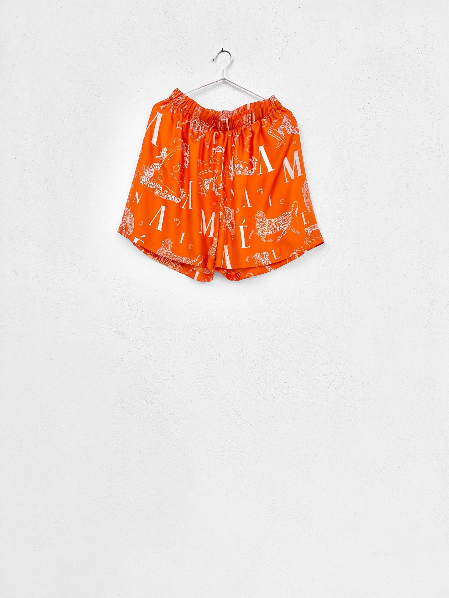 KOSTA SILK SHORTS - MYTHOLOGY LOGO PRINT | ORANGE