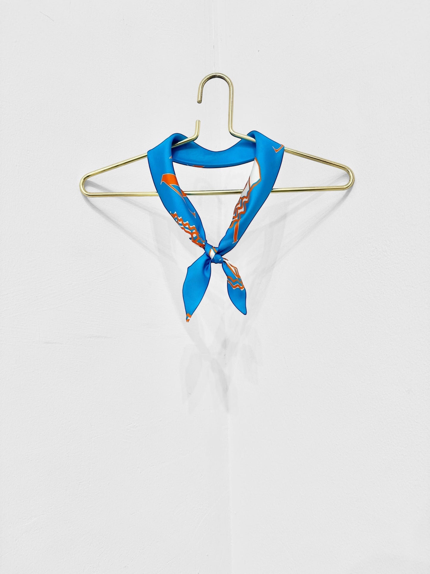 Sample Sale - TRIANGLE SILK SCARF - HEADS LOGO PRINT | BLUE & ORANGE