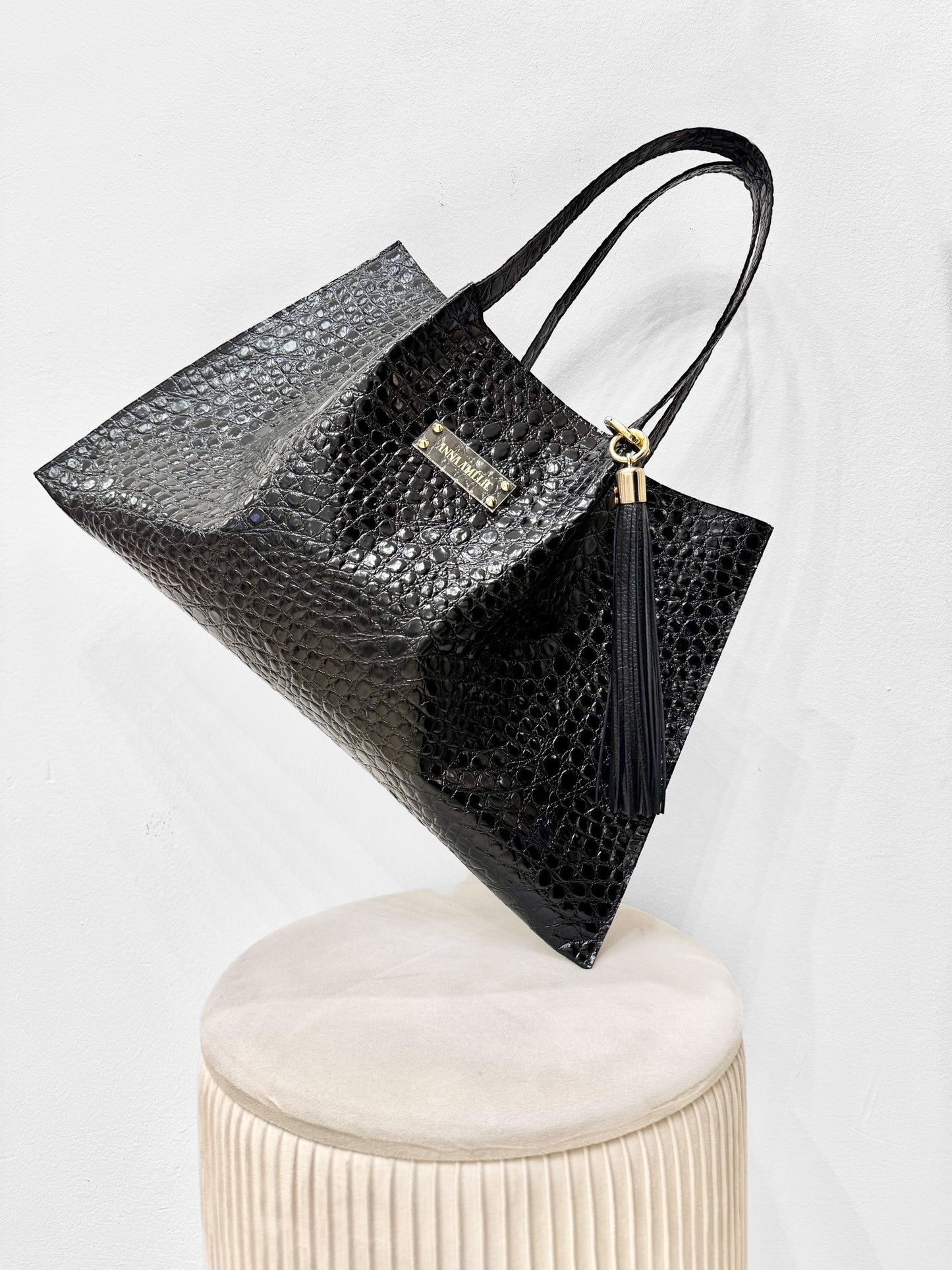 CHARLOTTE BAG - UNIQUE SPECIAL EDITION | BLACK CROC EMBOSSED