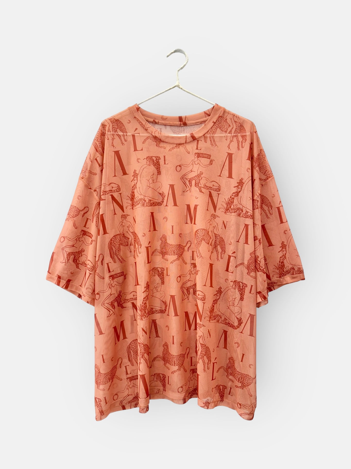 Sample Sale - TATTOO MESH T-SHIRT - MYTHOLOGY PRINT | TERRACOTTA