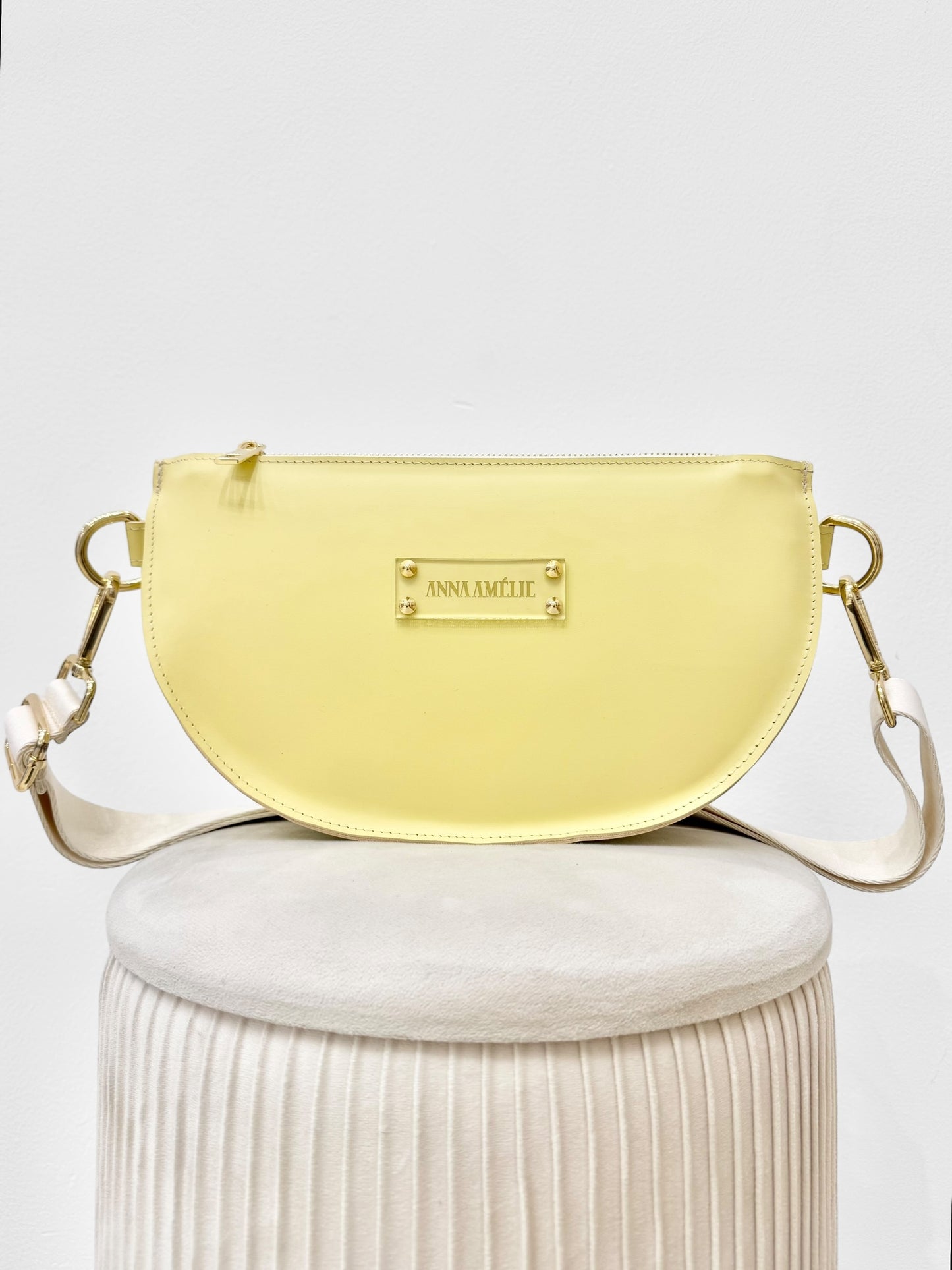 SOPHIE “L” BELTBAG  - PALE YELLOW SMOOTH LEATHER