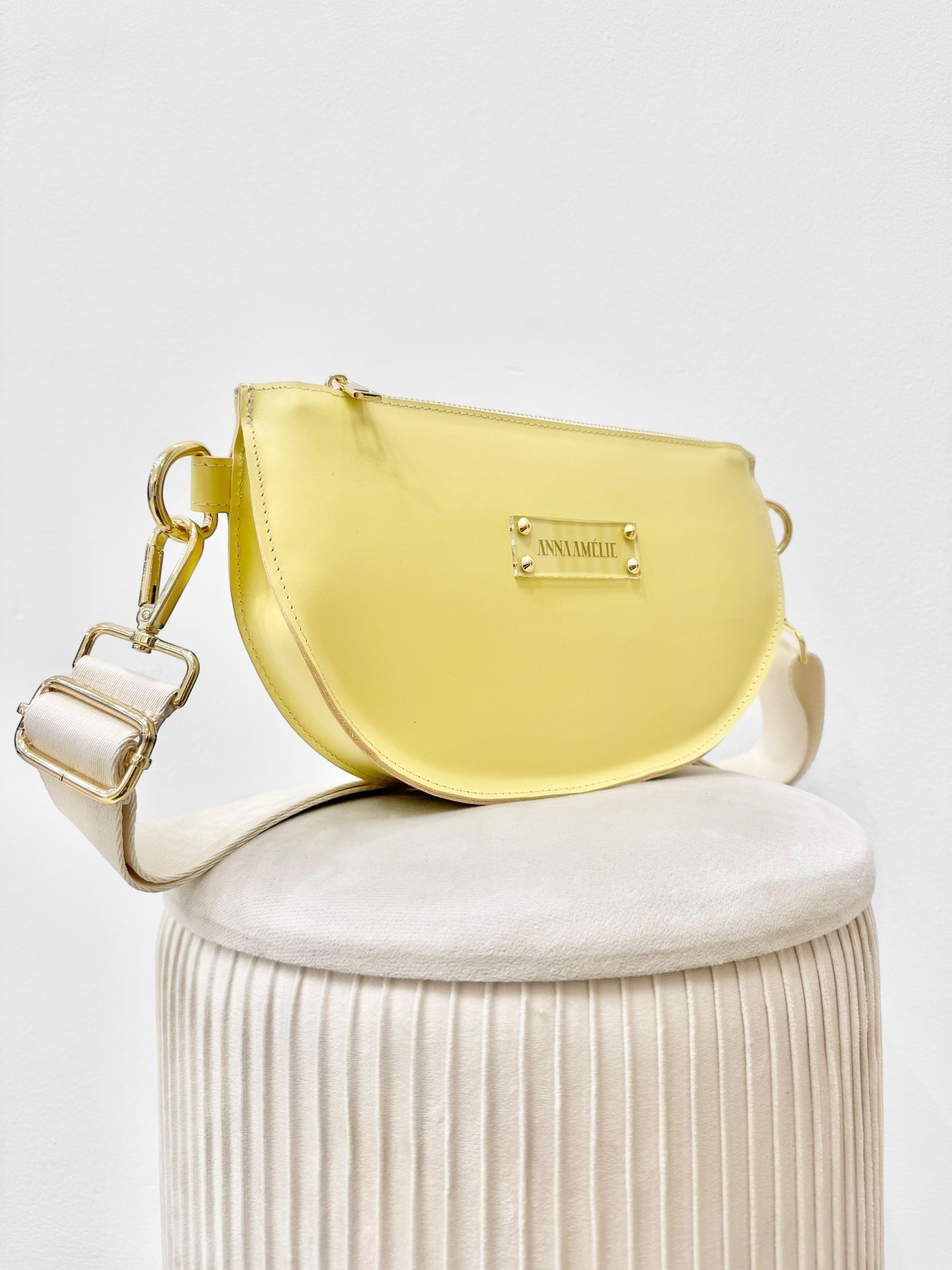 SOPHIE “L” BELTBAG  - PALE YELLOW SMOOTH LEATHER