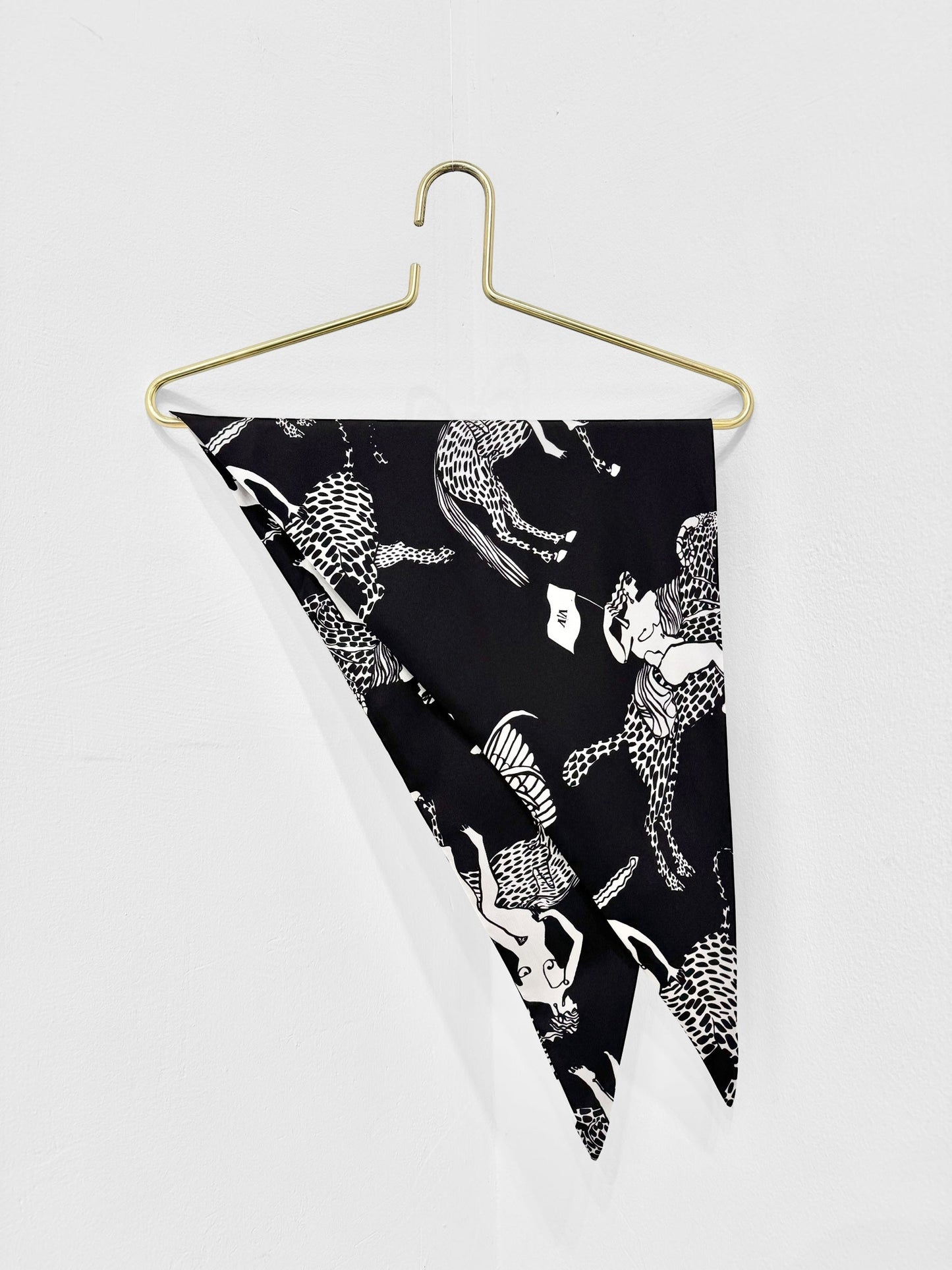 Sample Sale - TRIANGLE SILK SCARF - MYTHOLOGY PRINT | BLACK