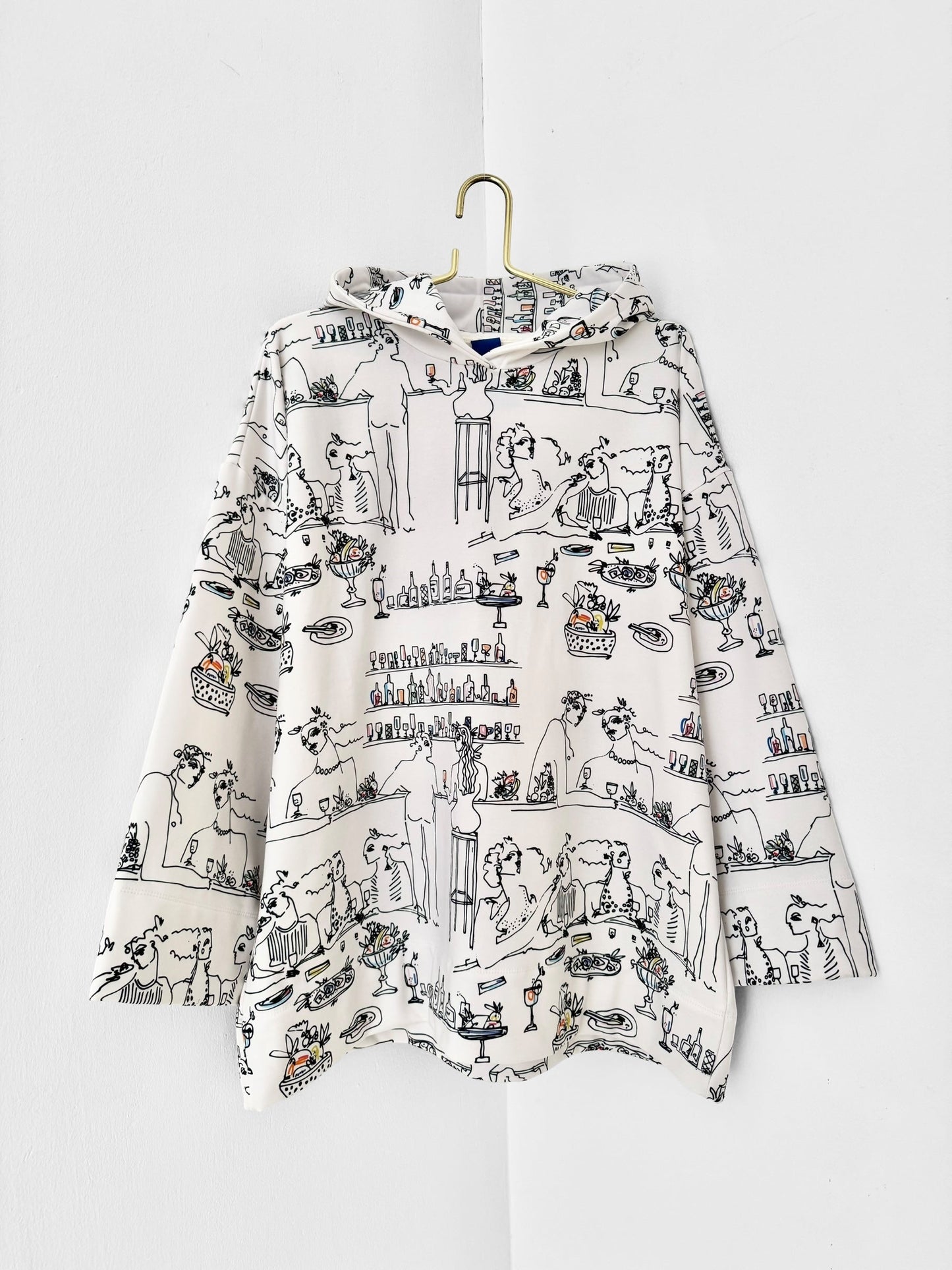 MYKONOS HOODIE  - BAR SCENES PRINT | WHITE