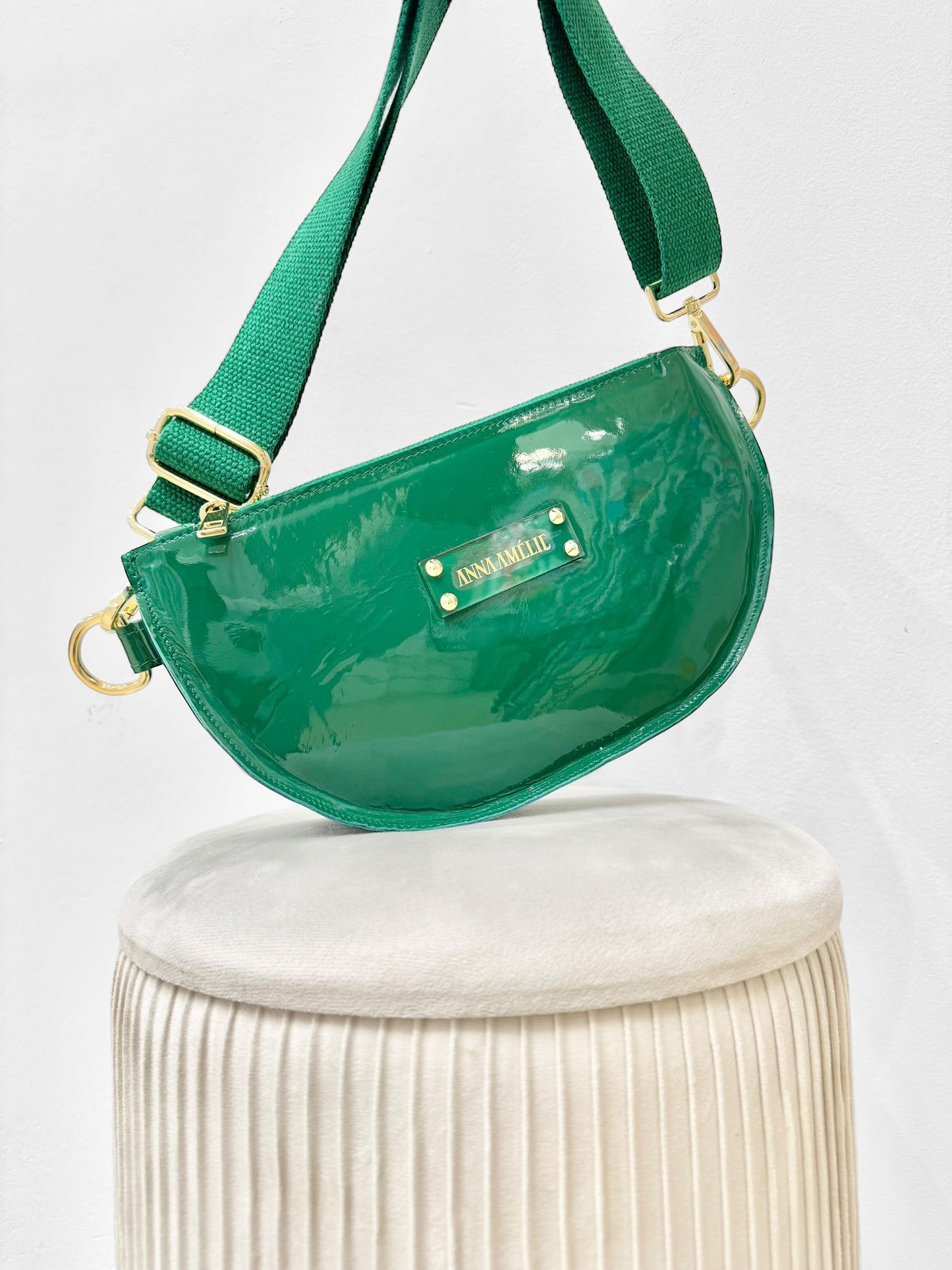 SOPHIE “L” BELTBAG  - GREEN PATENT LEATHER