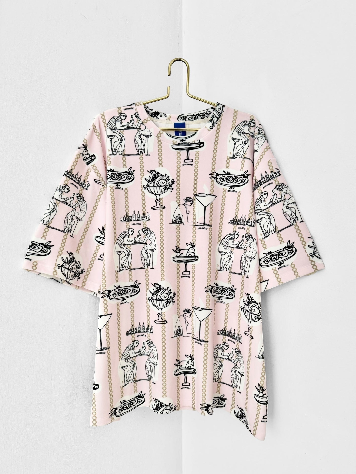 VELVET OVERSIZED T-SHIRT - FEAST PRINT | PINK PEARL