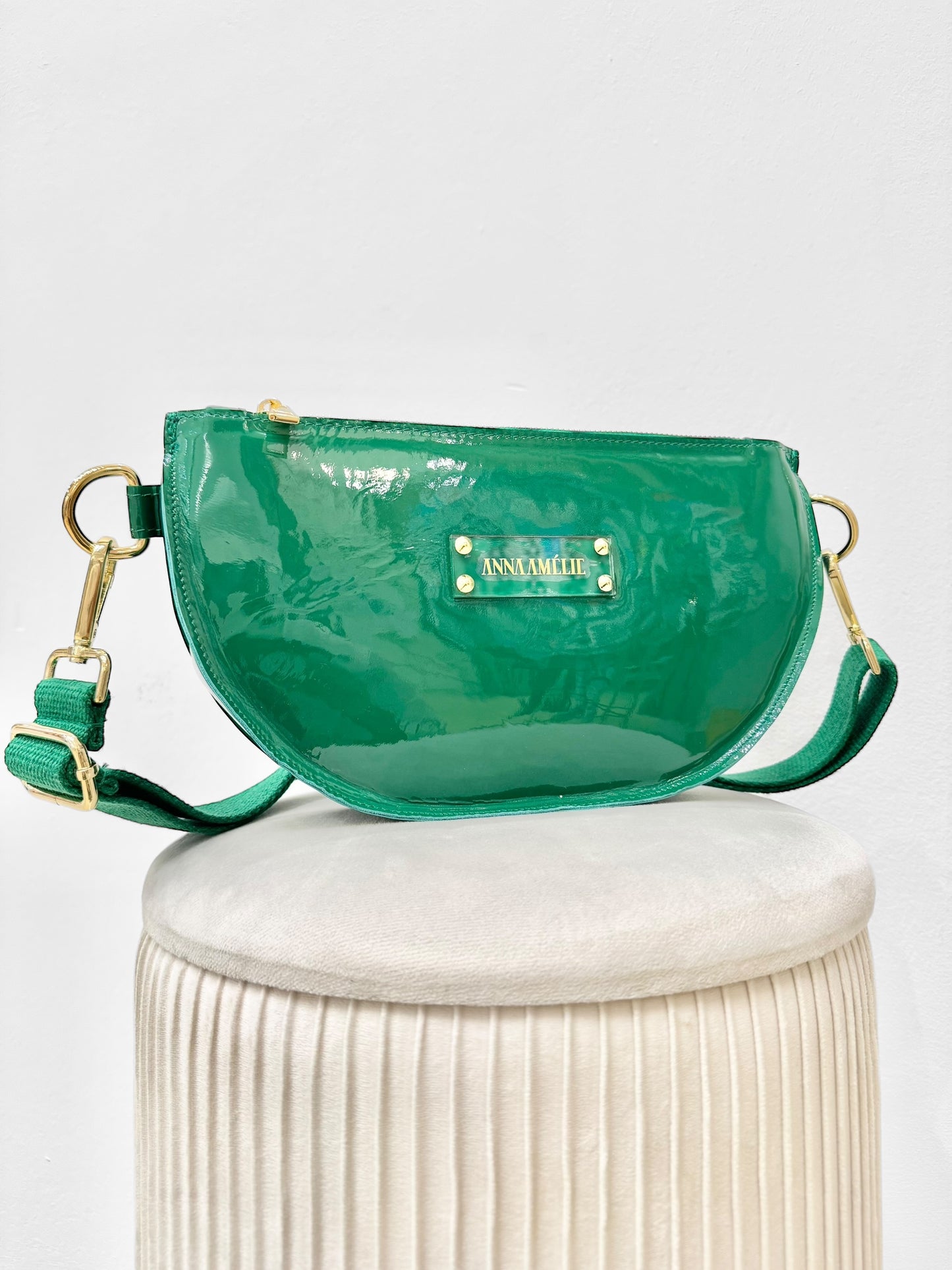 SOPHIE “L” BELTBAG  - GREEN PATENT LEATHER