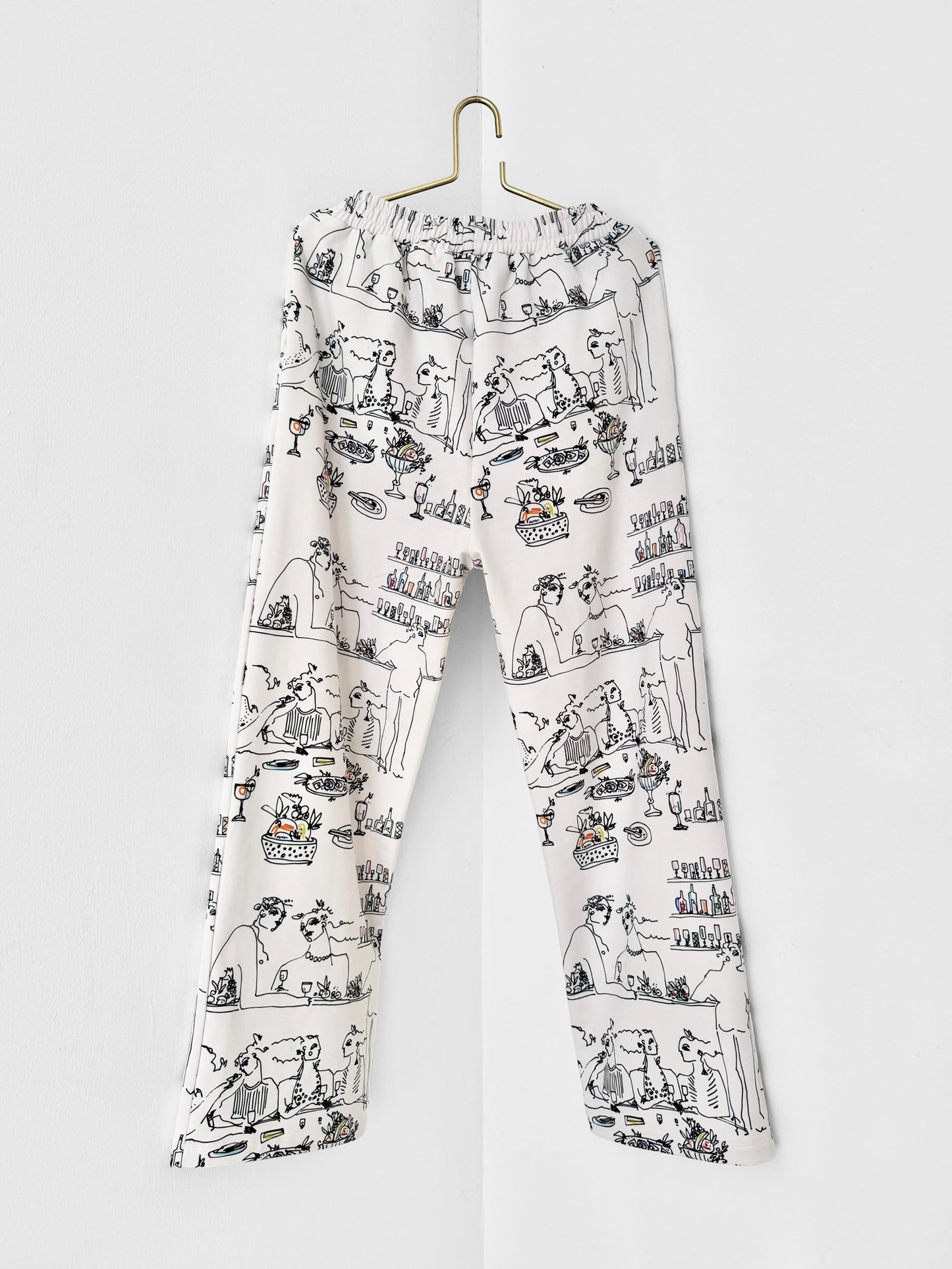 ATHENS STRAIGHT LEG JOGGER - BAR SCENES PRINT | WHITE