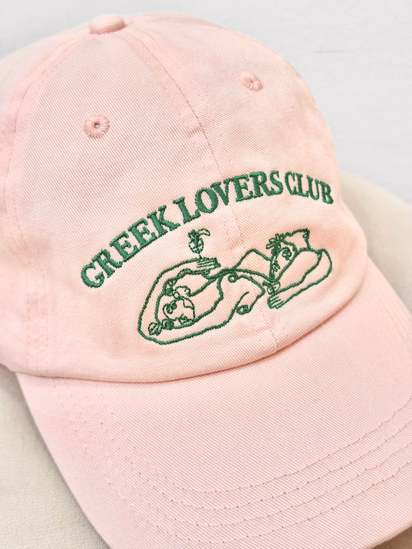 VRYSI BASEBALL CAP - “GREEK LOVERS CLUB” | LIGHT PINK