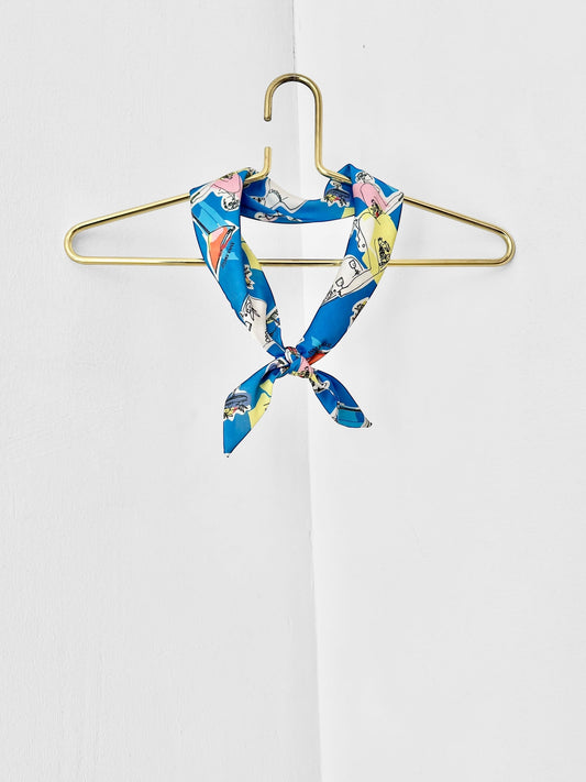 TRIANGLE SCARF - FEAST PAPERCUT PRINT | BLUE MULTICOLOR