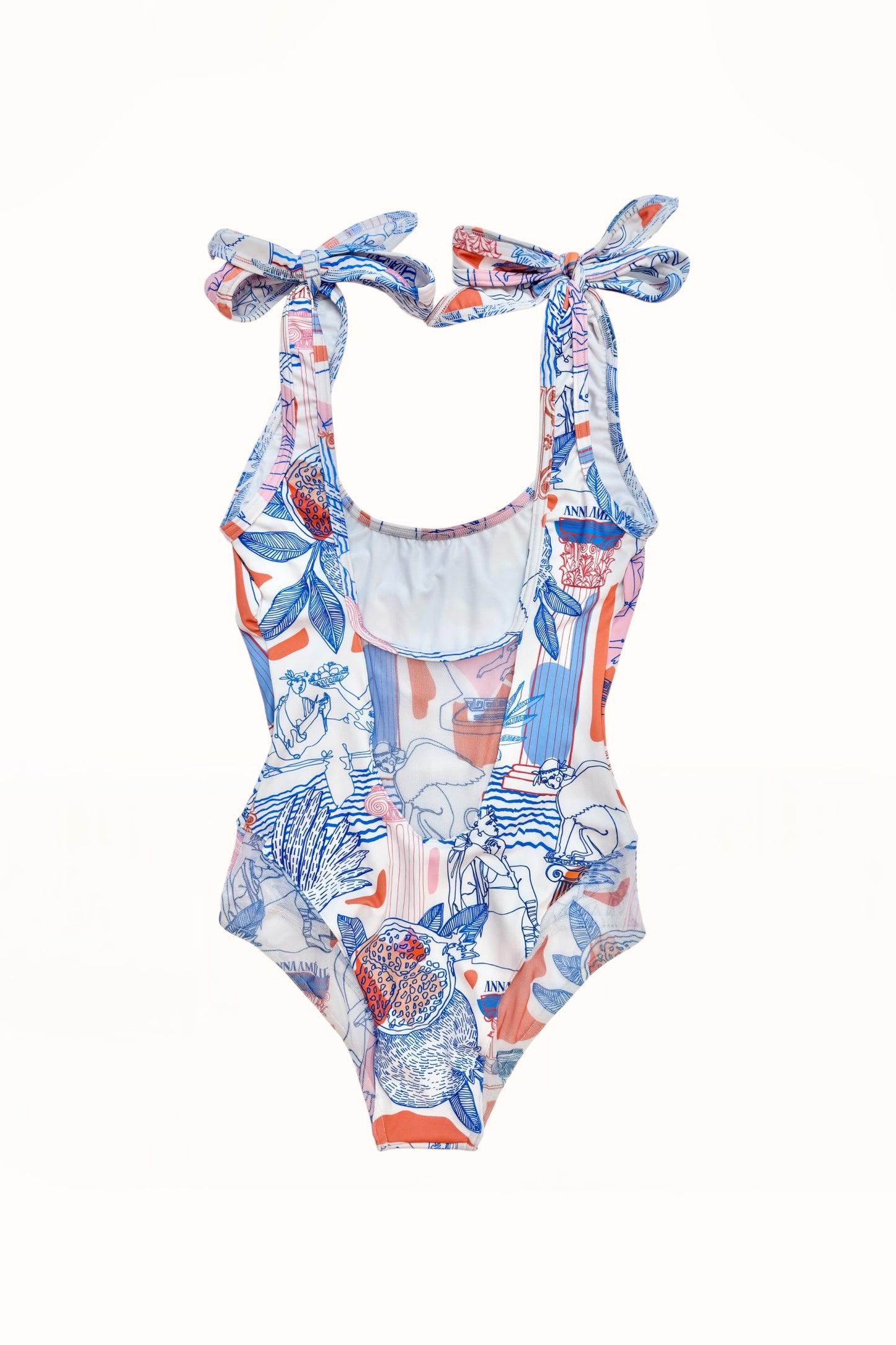 MESH PANEL ONE-PIECE SWIMSUIT - “BEST OF GREECE” PRINT | MULTICOLOR
