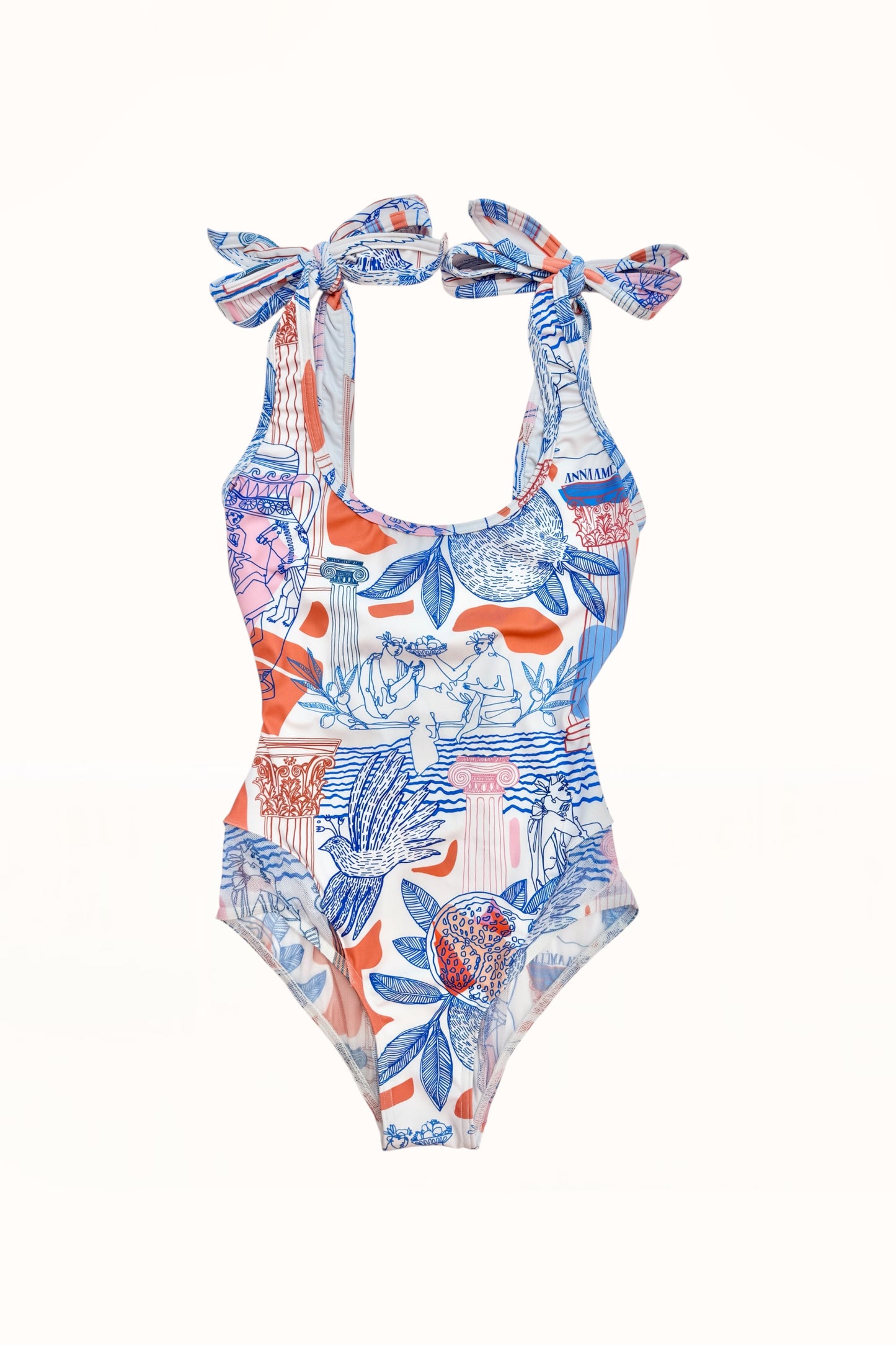 MESH PANEL ONE-PIECE SWIMSUIT - “BEST OF GREECE” PRINT | MULTICOLOR
