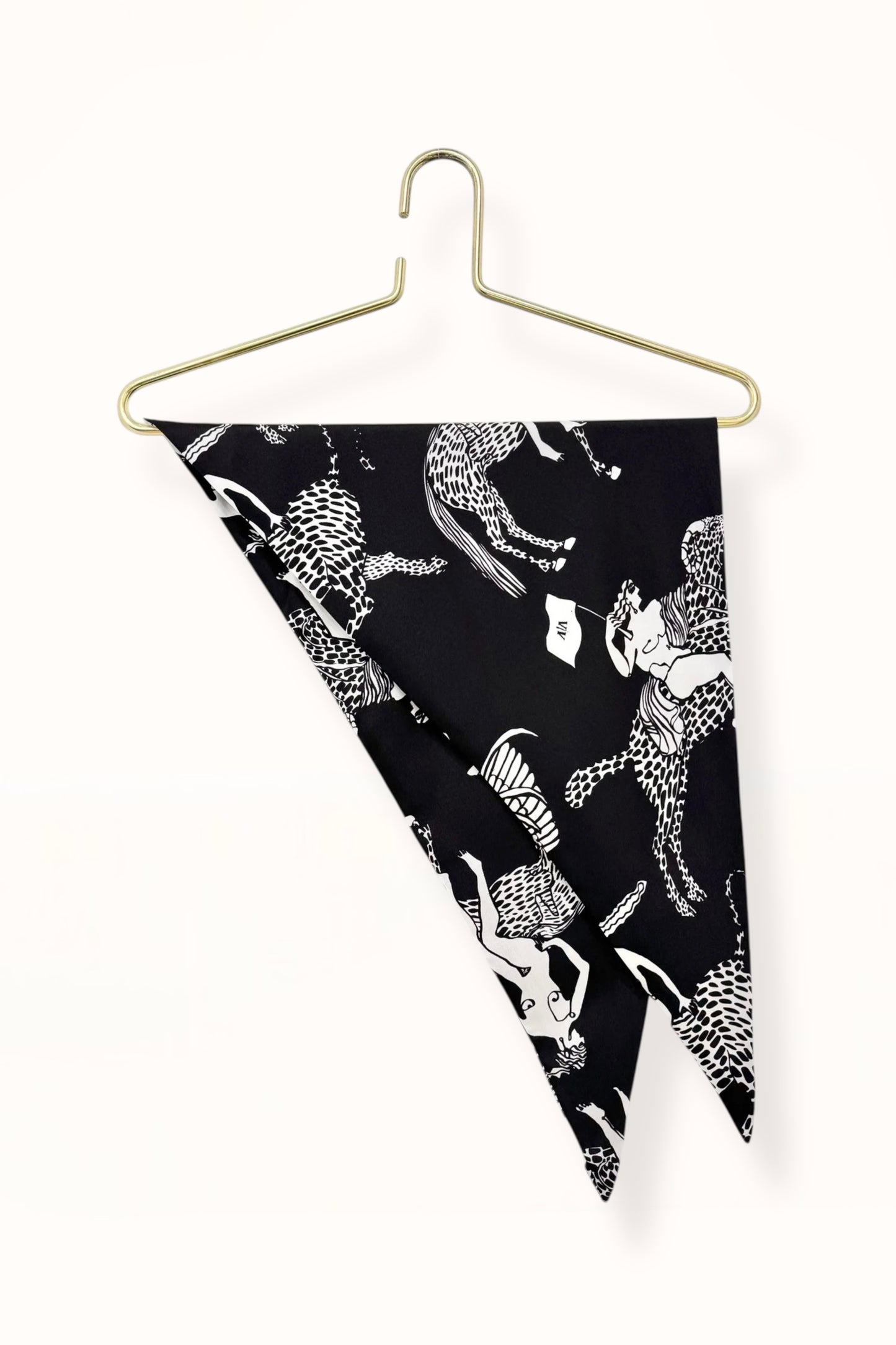 TRIANGLE SILK SCARF - “MYTHOLOGY” PRINT | BLACK