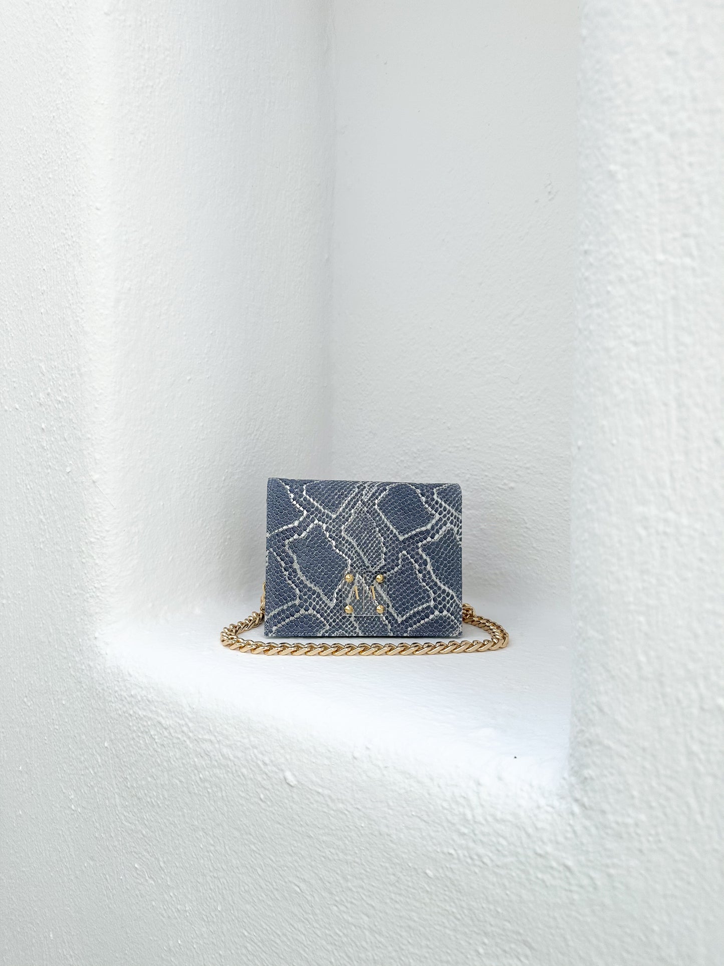 ARIAN BAG | DENIM BLUE AND SILVER EMBOSSED