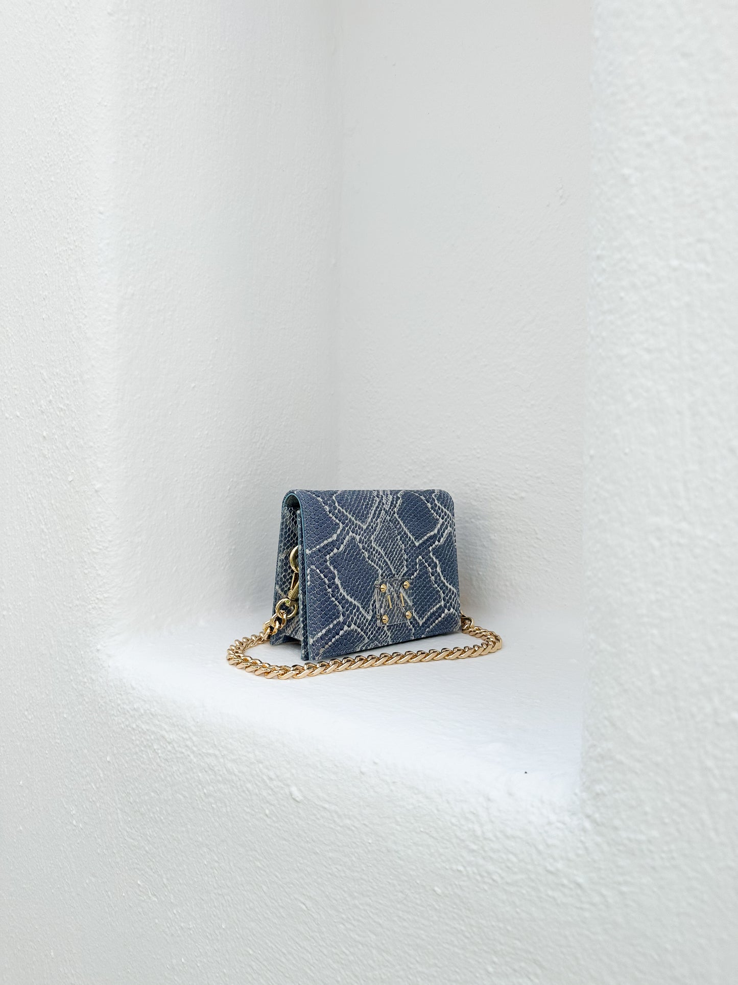 ARIAN BAG | DENIM BLUE AND SILVER EMBOSSED