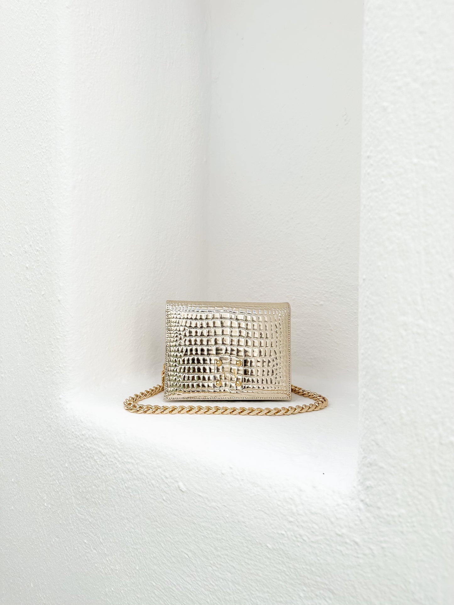 ARIAN BAG | CHAMPAGNE MIRROR CROC EMBOSSED