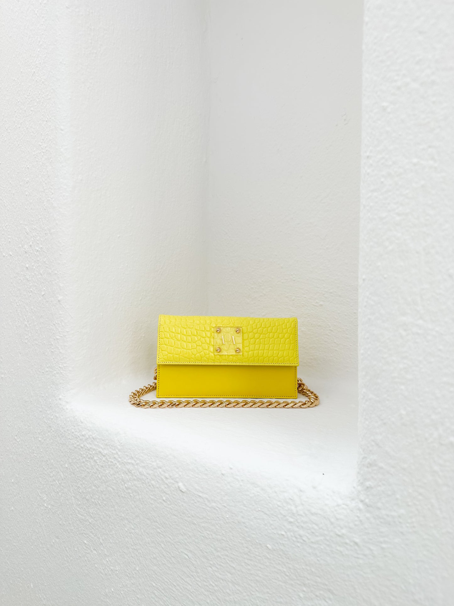 LOULOU BAG | YELLOW CROC-EMBOSSED & SMOOTH LEATHER