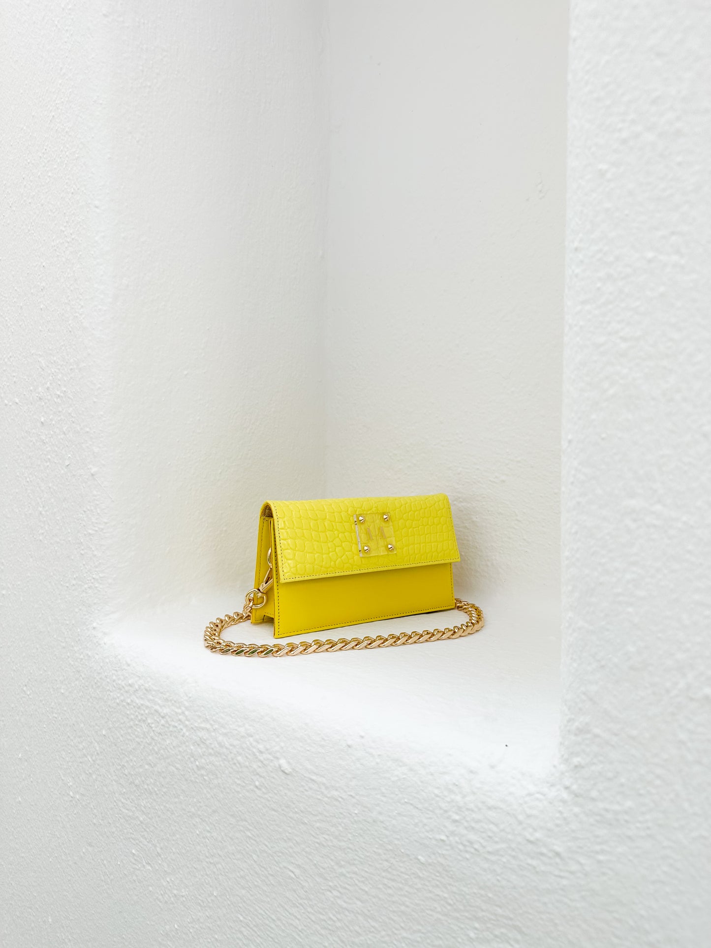 LOULOU BAG | YELLOW CROC-EMBOSSED & SMOOTH LEATHER