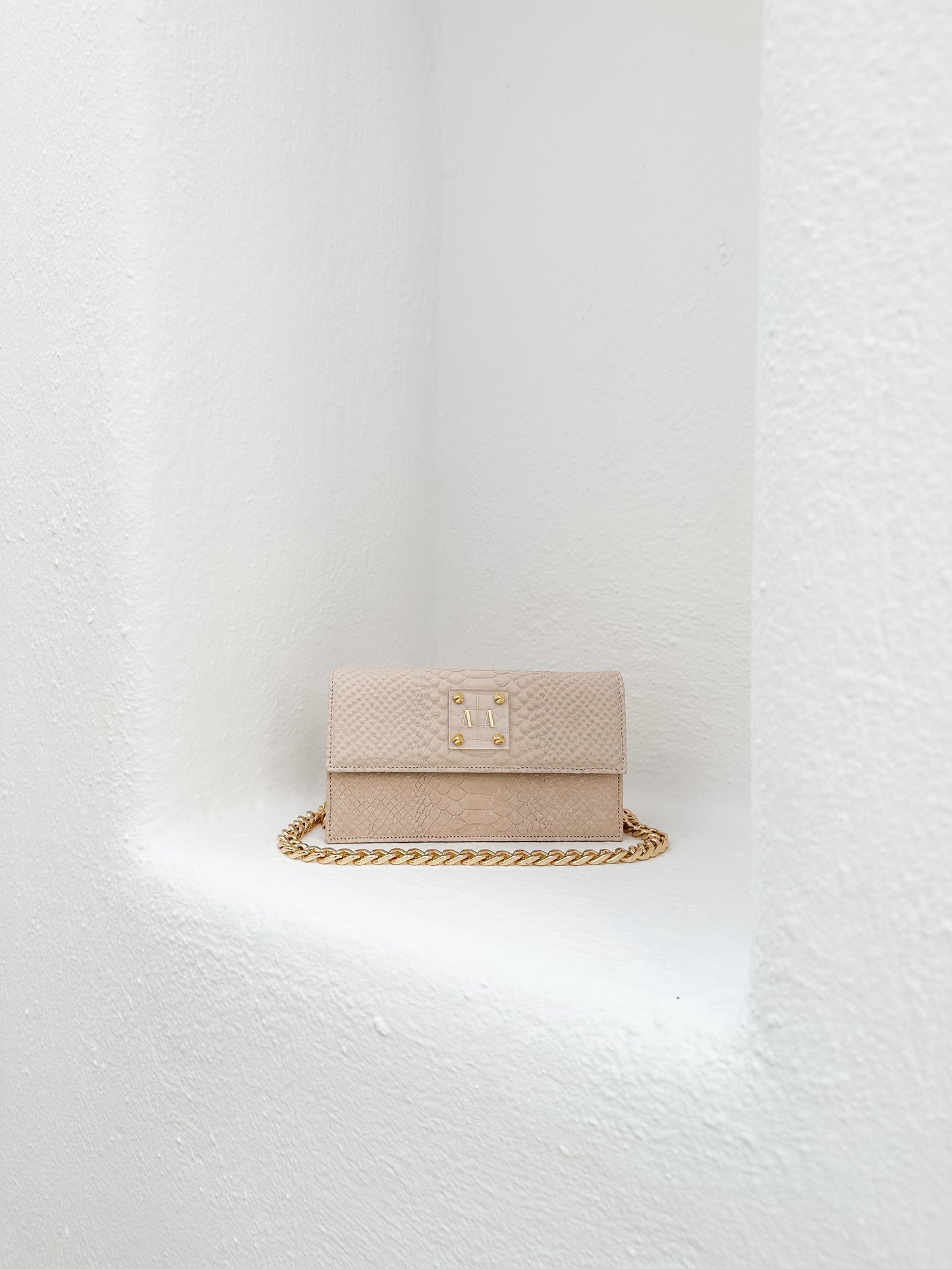 LOULOU BAG | BEIGE MATTE SNAKE EMBOSSED