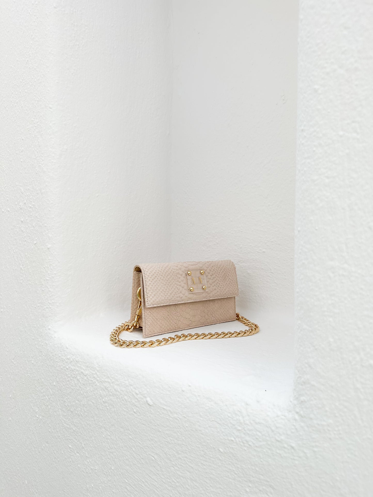 LOULOU BAG | BEIGE MATTE SNAKE EMBOSSED