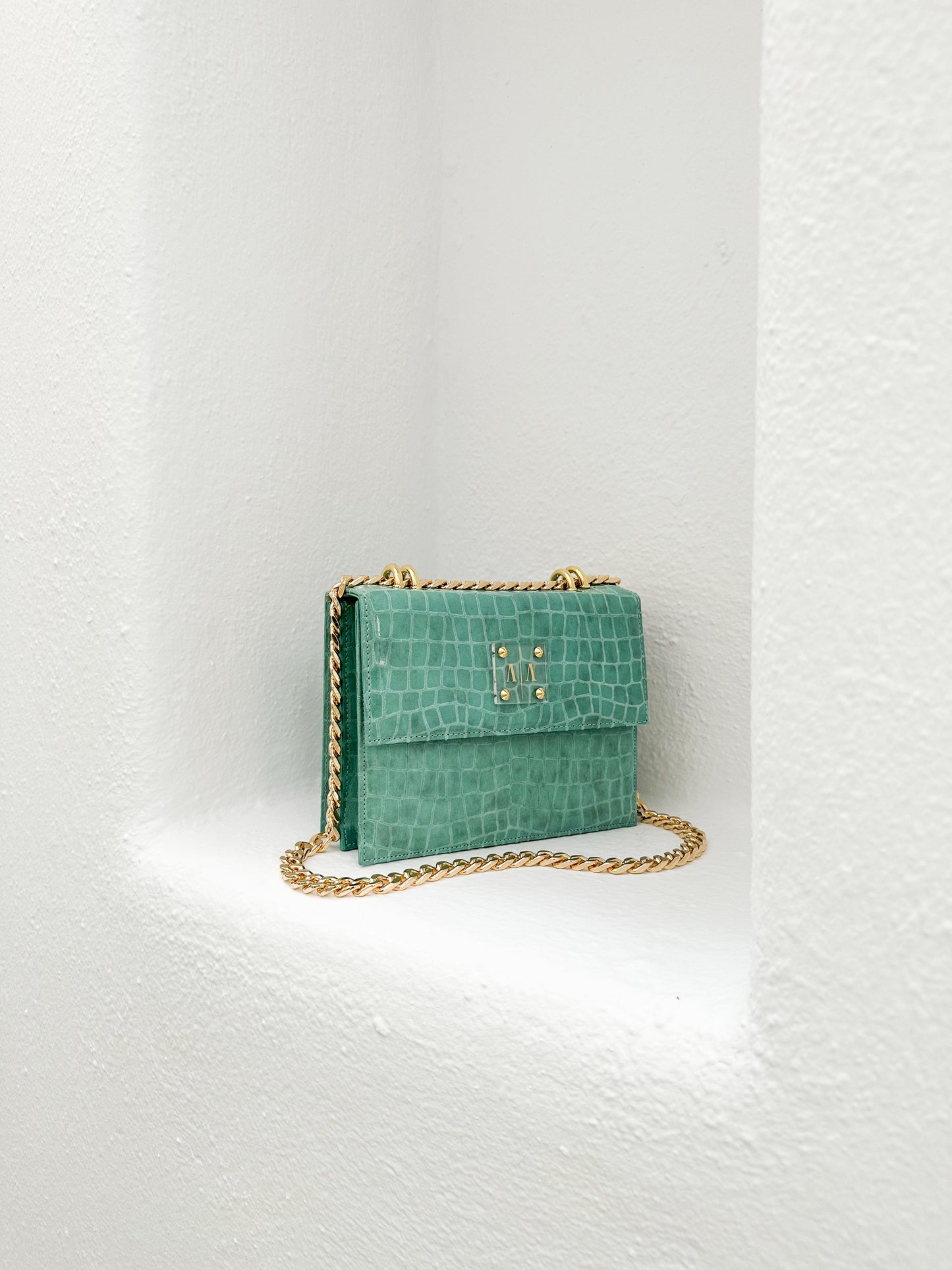 APRIL BAG  |  TURQUOISE GREEN EMBOSSED SUEDE