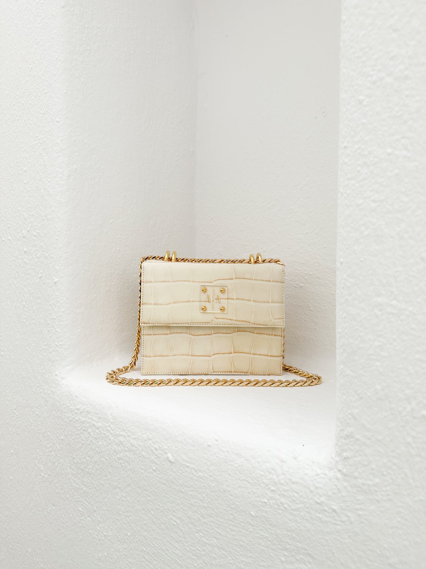 APRIL BAG  |  CREME CROC EMBOSSED LEATHER