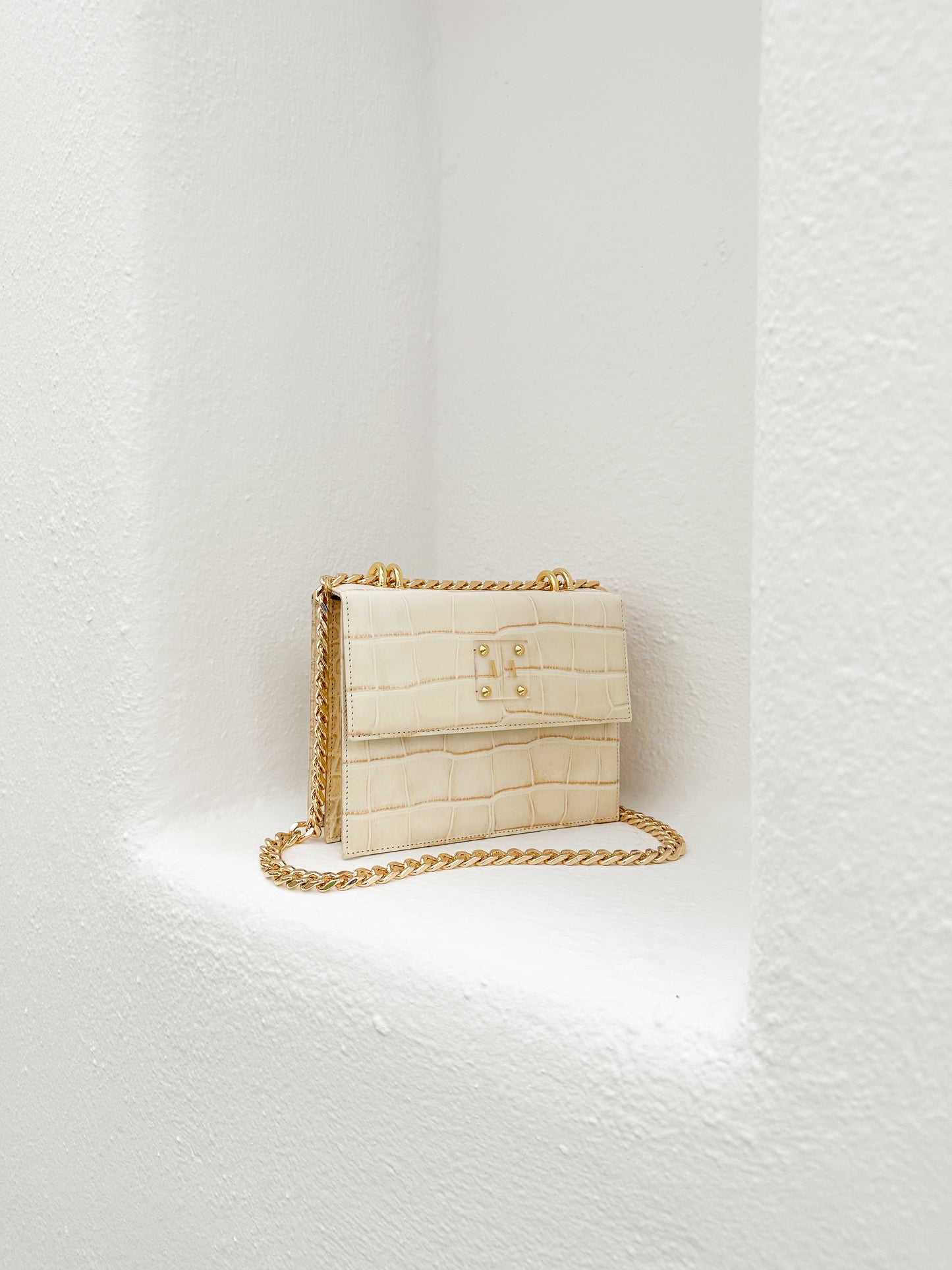 APRIL BAG  |  CREME CROC EMBOSSED LEATHER