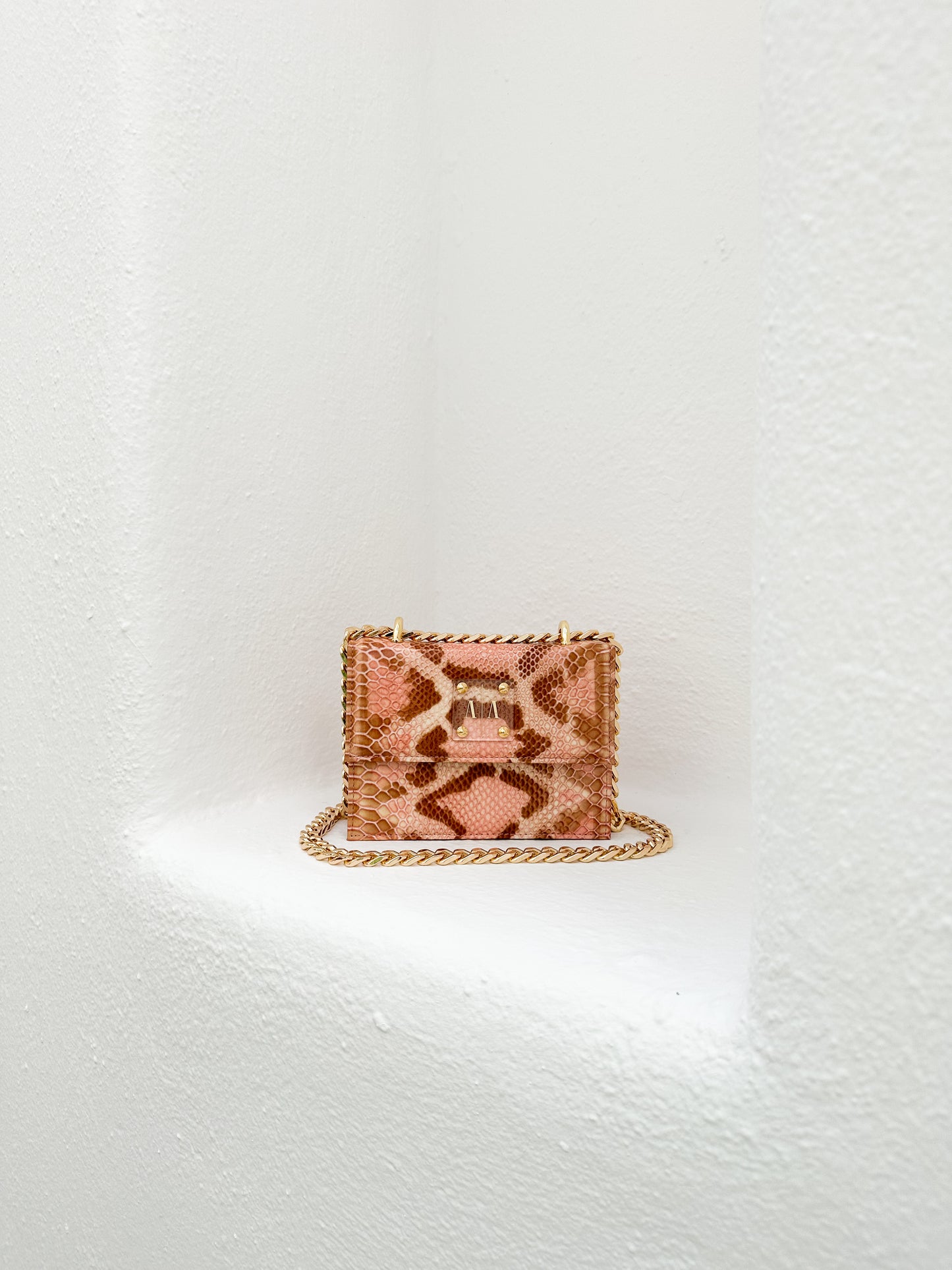 JUNE BAG  |  PINK & BROWN SNAKE EMBOSSED LEATHER