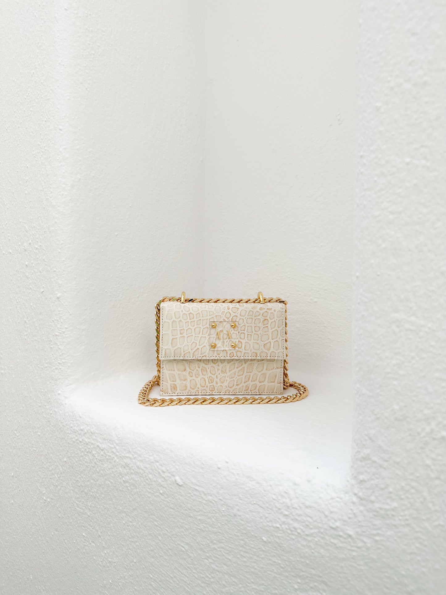 JUNE BAG  |  CREME CROC EMBOSSED LEATHER