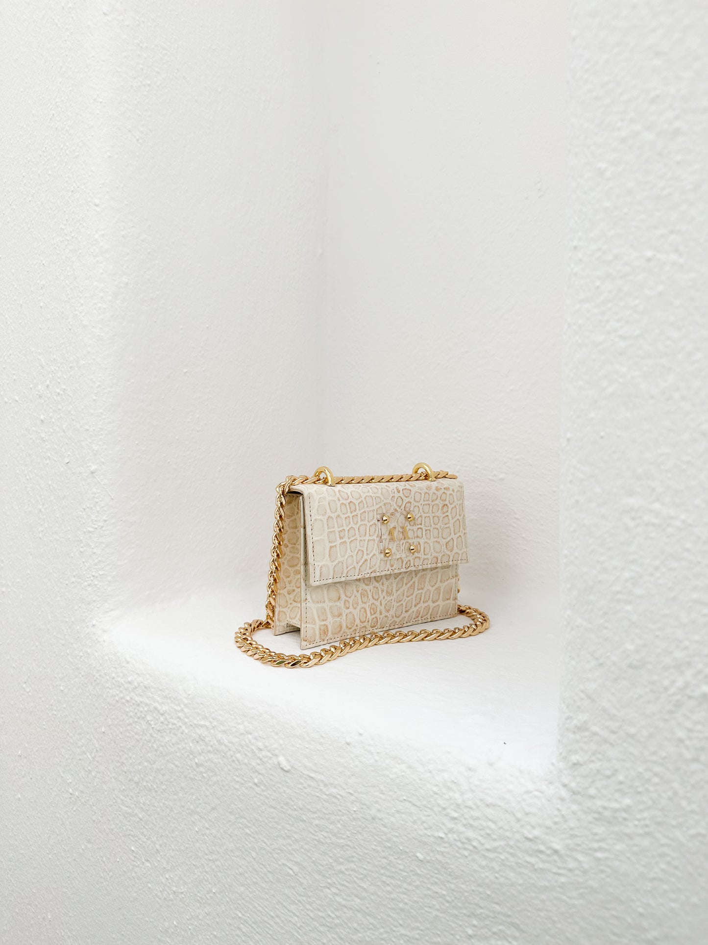 JUNE BAG  |  CREME CROC EMBOSSED LEATHER