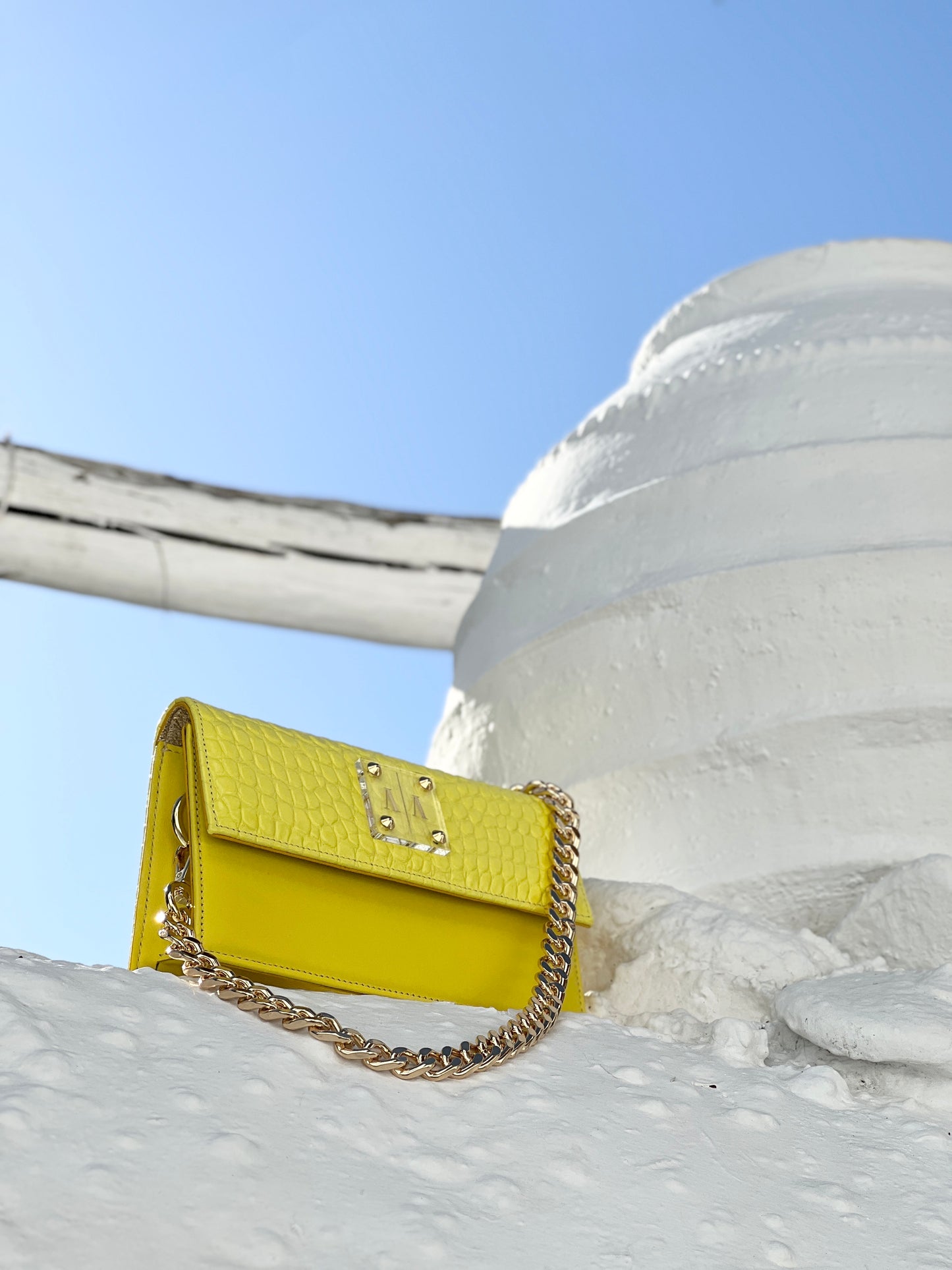 LOULOU BAG | YELLOW CROC-EMBOSSED & SMOOTH LEATHER