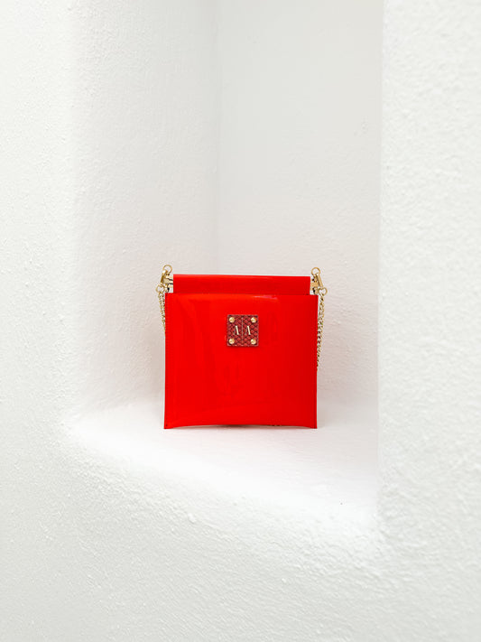 MARLENE “S” CLUTCH | VIBRANT ORANGE PATENT LEATHER